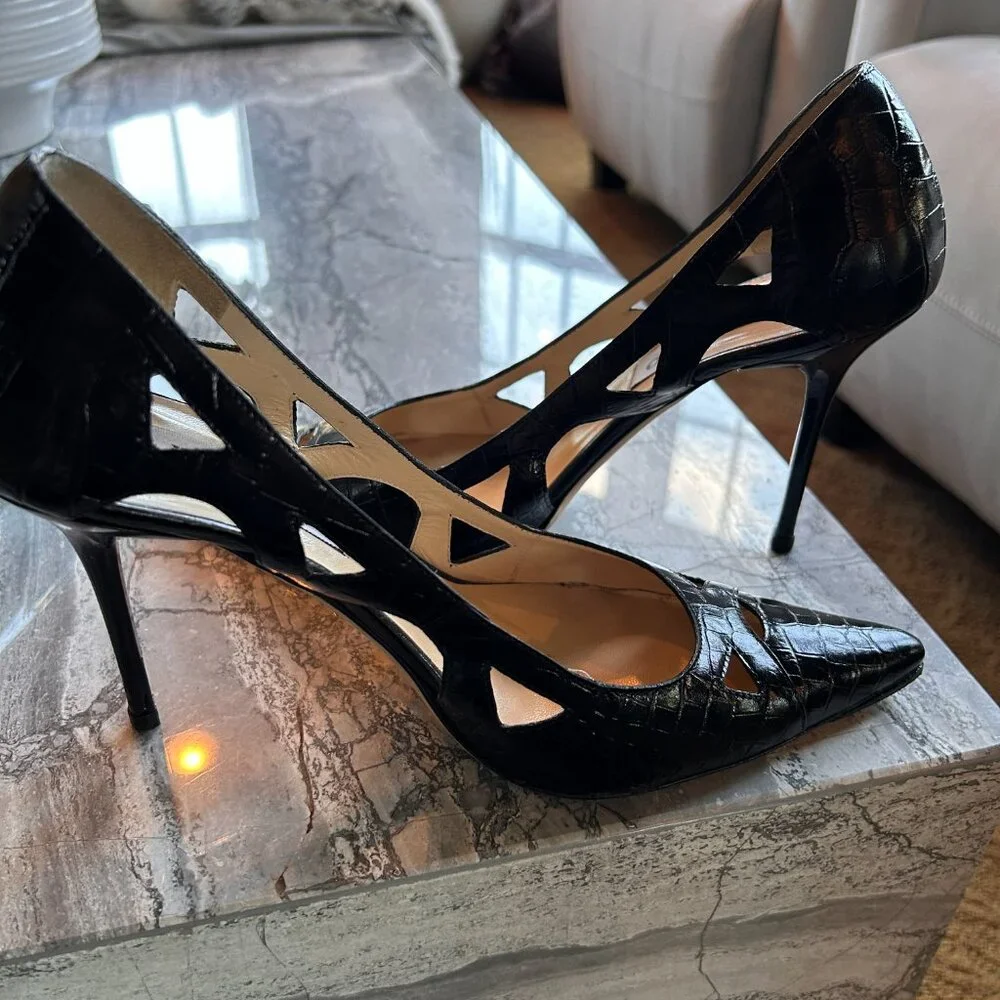 Jimmy Choo Encore Pump in Printed Mock Crock Black 38.5 - Picture 5 of 7